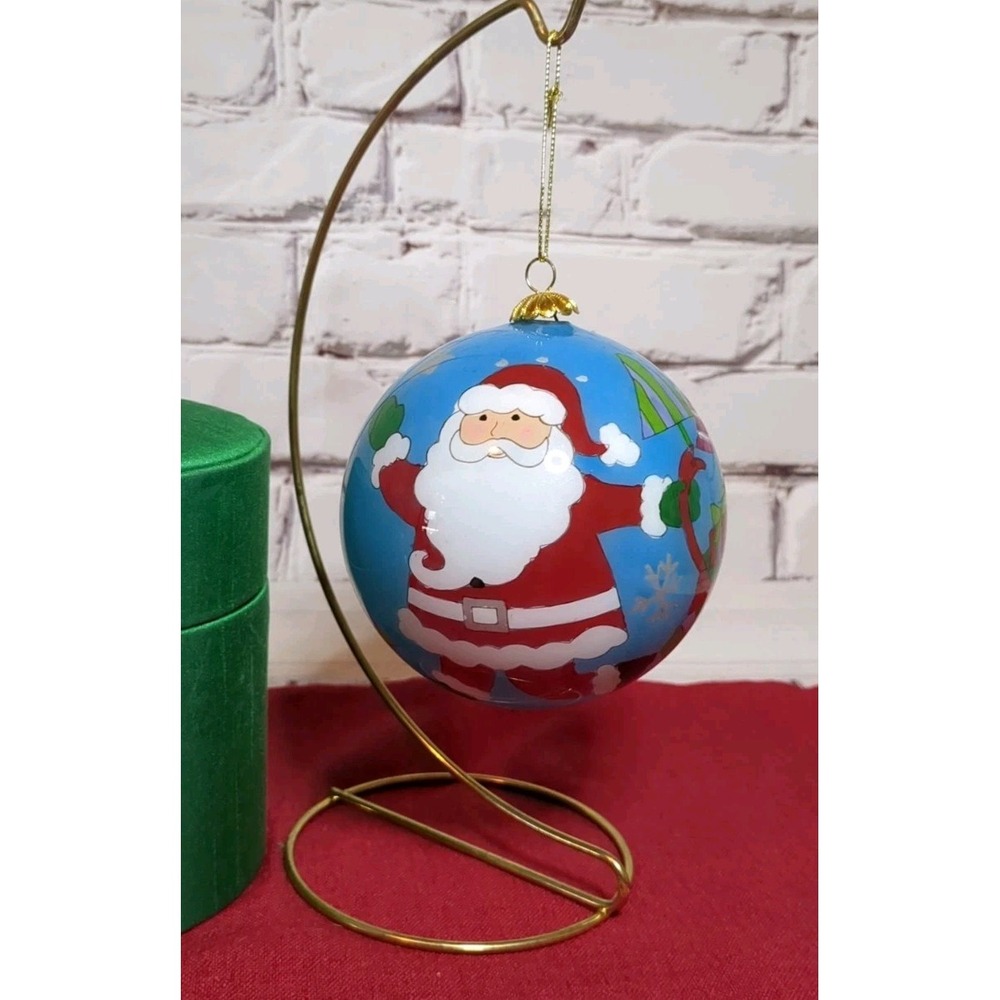 Li Bien Glass Santa Christmas Ornament Pier 1 Inside Painted‎ 2015
